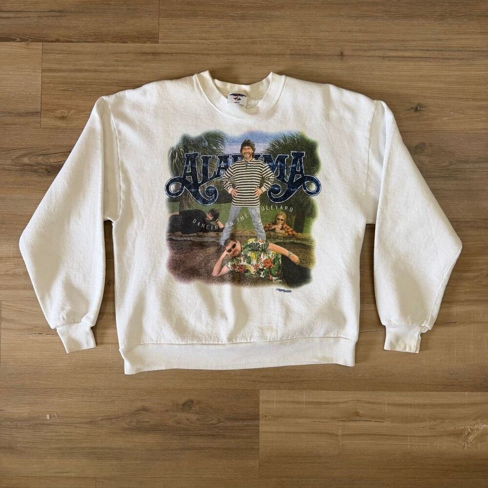 Vintage Alabama Dancin On The Boulevard White Crewneck Pullover Sweatshirt Sz L